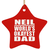 Neil World's Okayest Dad - Star Ornament