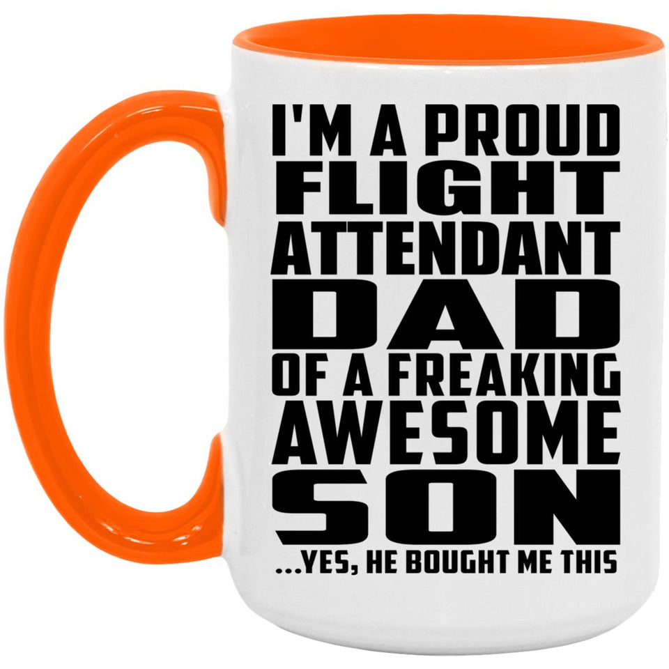 Proud Flight Attendant Dad Of Awesome Son - 15oz Accent Mug Orange