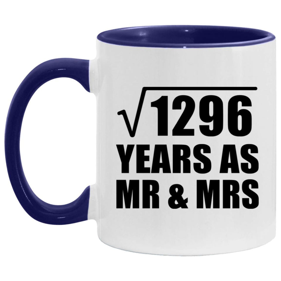 36th Anniversary Square Root of 1296 Years As Mr & Mrs - 11oz Accent Mug Purple