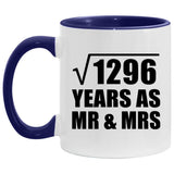 36th Anniversary Square Root of 1296 Years As Mr & Mrs - 11oz Accent Mug Purple