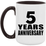 5th Anniversary 5 Years - 15oz Accent Mug Black