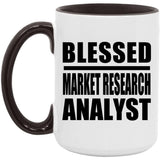 Blessed Market Research Analyst - 15oz Accent Mug Black