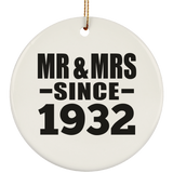 92nd Anniversary Mr & Mrs Since 1932 - Circle Ornament