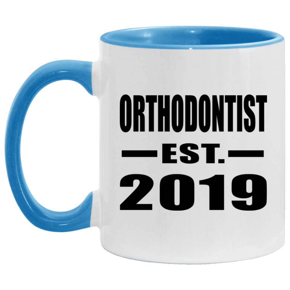 Orthodontist Established EST. 2019 - 11oz Accent Mug Blue