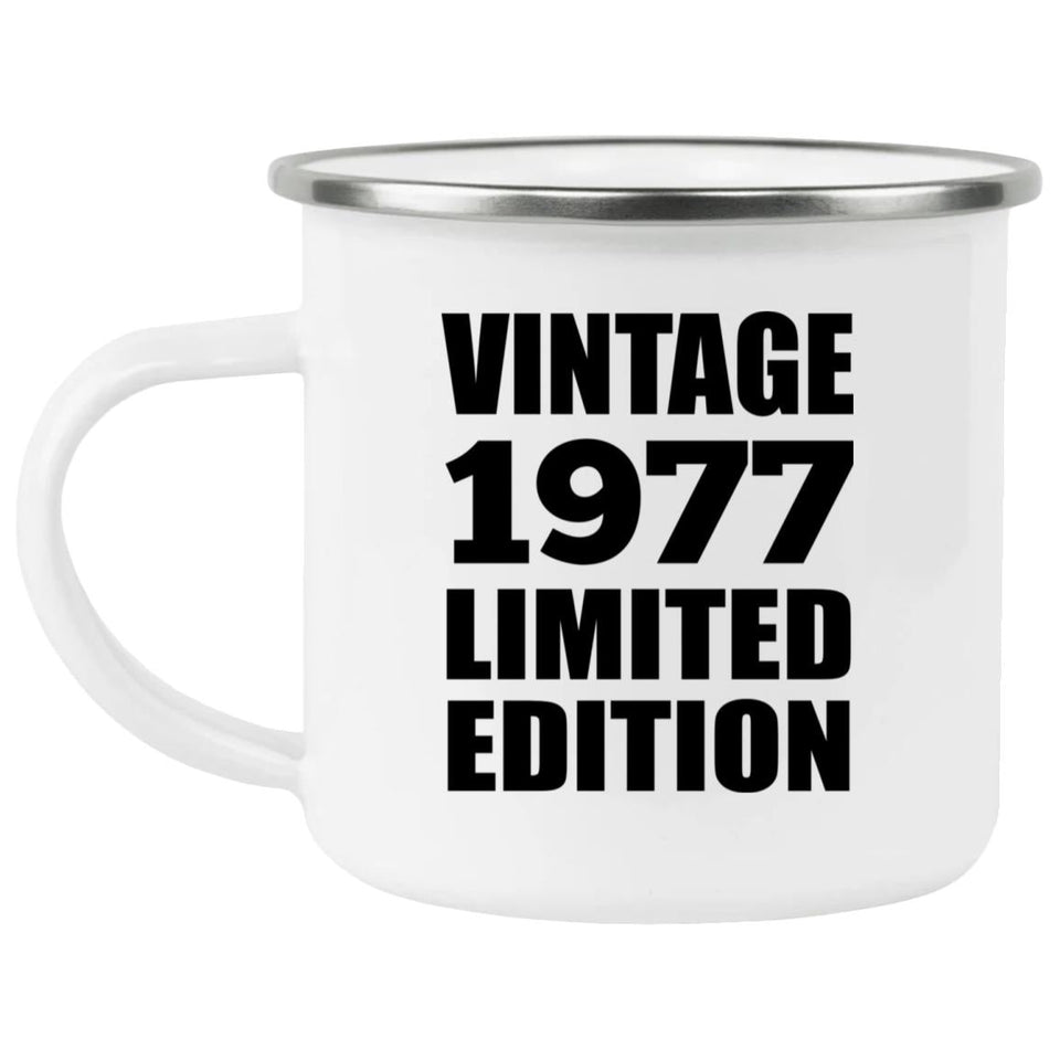 47th Birthday Vintage 1977 Limited Edition - 12oz Camping Mug