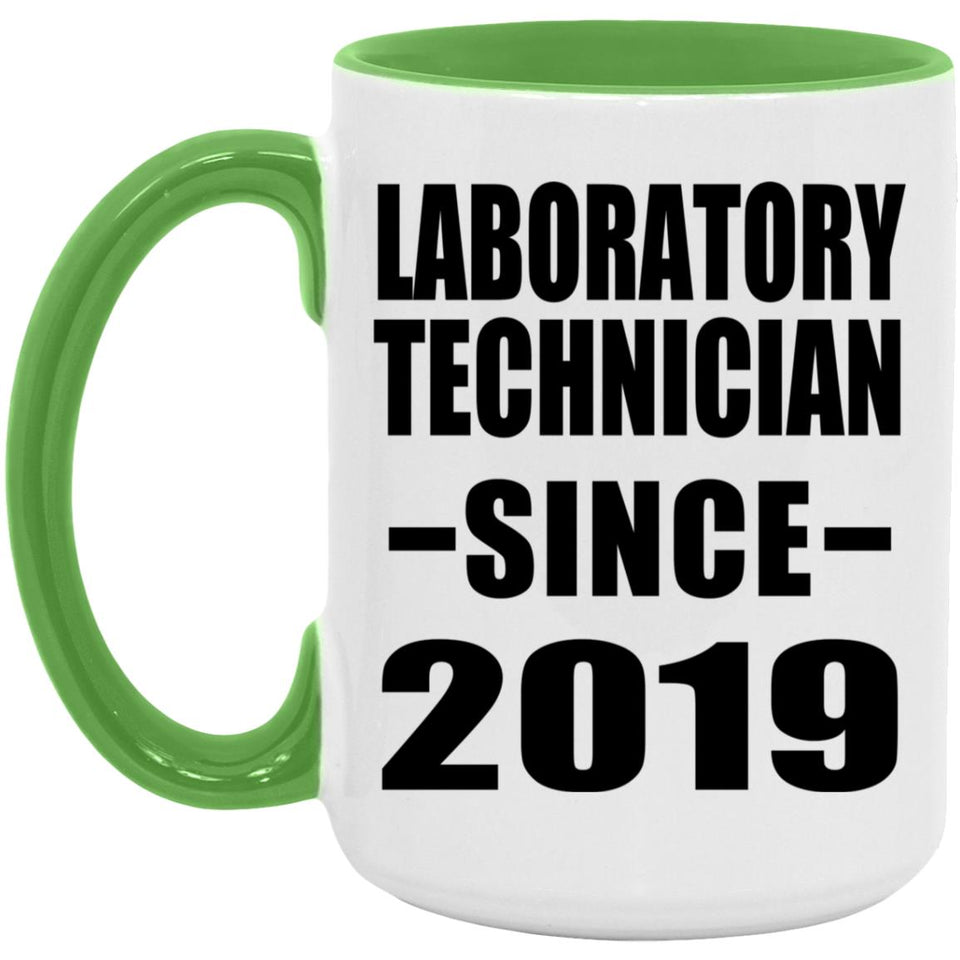 Laboratory Technician Since 2019 - 15oz Accent Mug Green