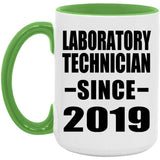 Laboratory Technician Since 2019 - 15oz Accent Mug Green