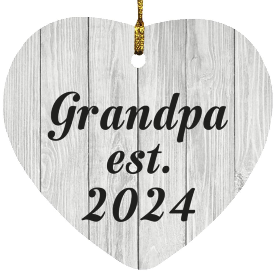 Grandpa Established Est. 2024 - Heart Ornament F