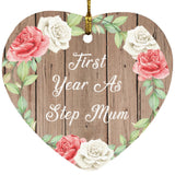 First Year As Step Mum - Heart Ornament B