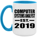Computer Systems Analyst Established EST. 2019 - 15oz Accent Mug Blue