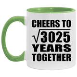 55th Anniversary Cheers To Square Root of 3025 Years Together - 11oz Accent Mug Green