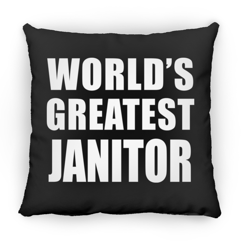 World's Greatest Janitor - Throw Pillow Black