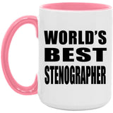 World's Best Stenographer - 15oz Accent Mug Pink