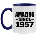 67th Birthday Amazing Since 1957 - 11oz Accent Mug Purple