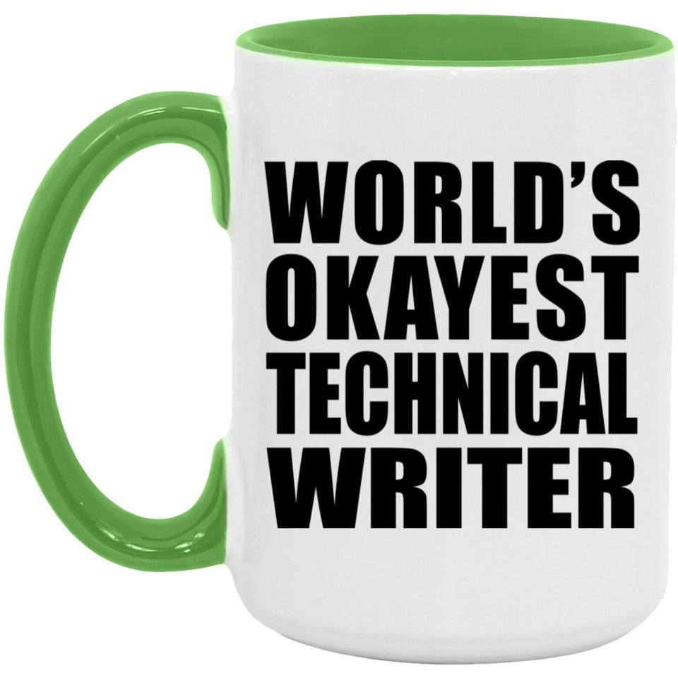 World's Okayest Technical Writer - 15oz Accent Mug Green