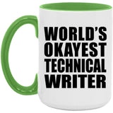 World's Okayest Technical Writer - 15oz Accent Mug Green