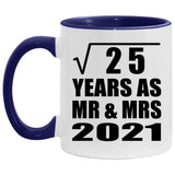 5th Anniversary Square Root of 25 Years As Mr & Mrs 2021 - 11oz Accent Mug Purple