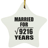 96th Anniversary Married For Square Root of 9216 Years - Star Ornament
