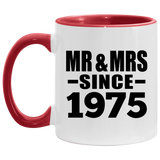 49th Anniversary Mr & Mrs Since 1975 - 11oz Accent Mug Red