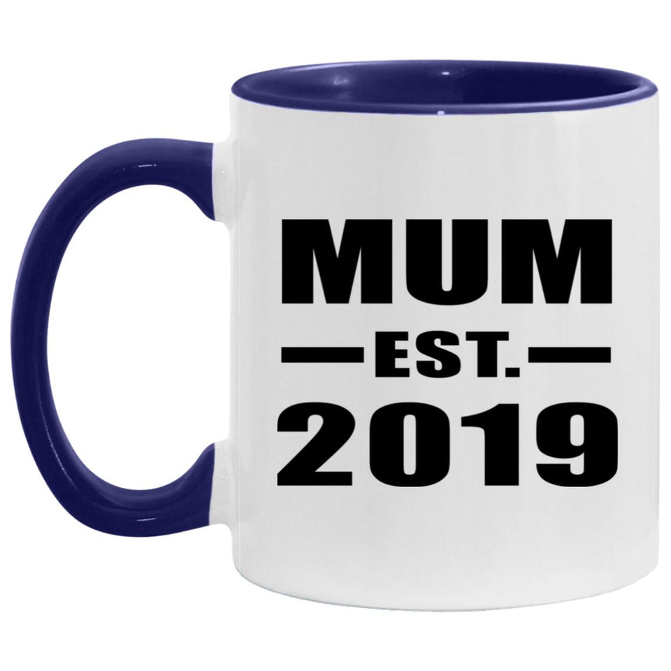 Mum Established EST. 2019 - 11oz Accent Mug Purple