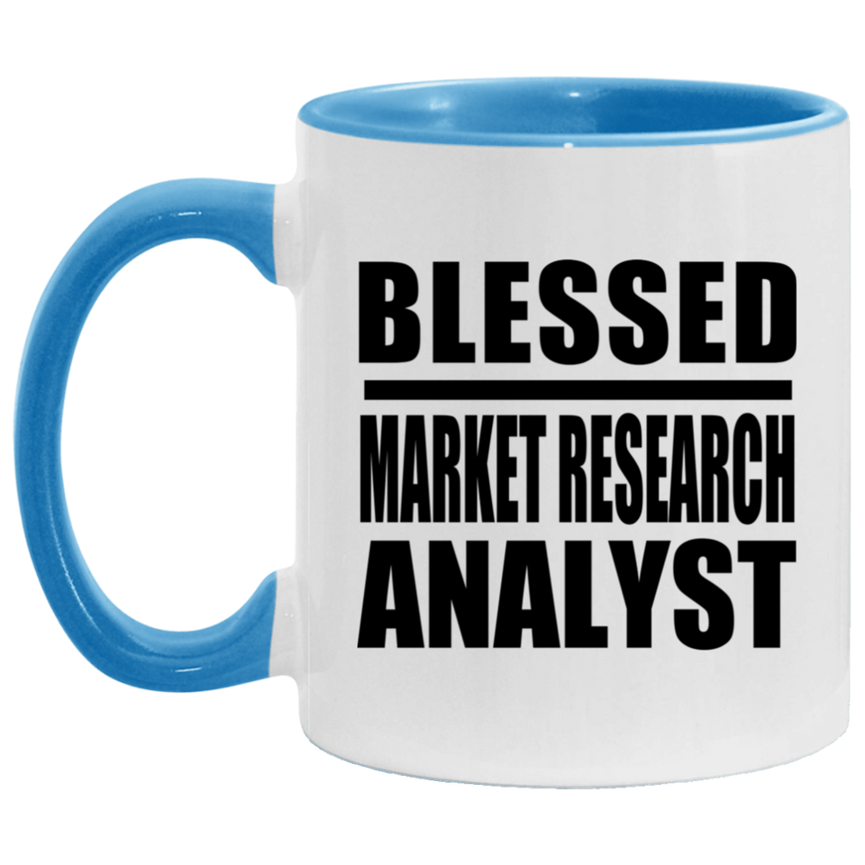 Blessed Market Research Analyst - 11oz Accent Mug Blue