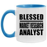 Blessed Market Research Analyst - 11oz Accent Mug Blue