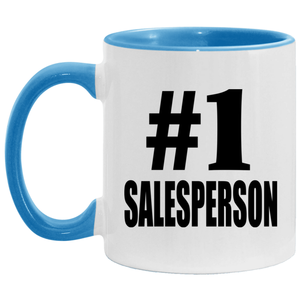 Number One #1 Salesperson - 11oz Accent Mug Blue
