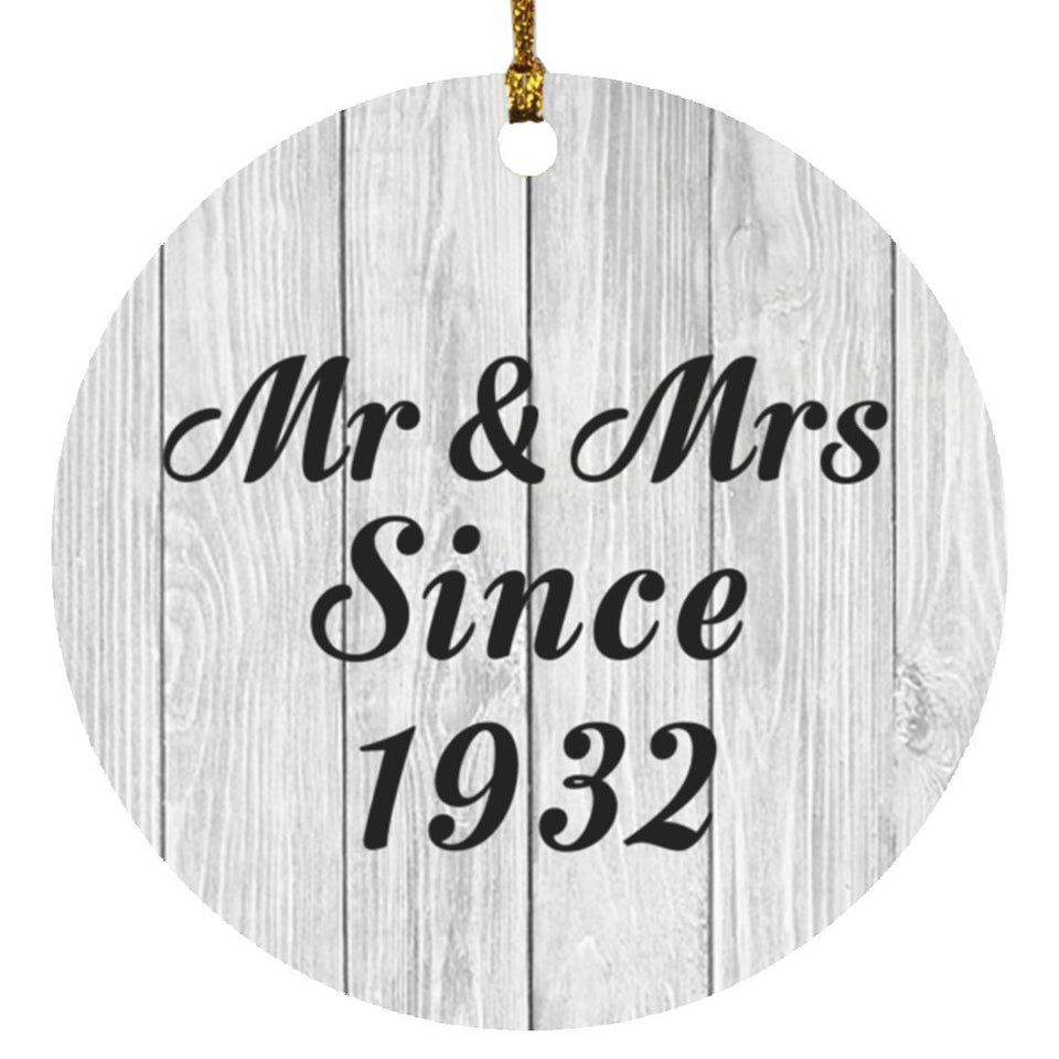 92nd Anniversary Mr & Mrs Since 1932 - Circle Ornament F