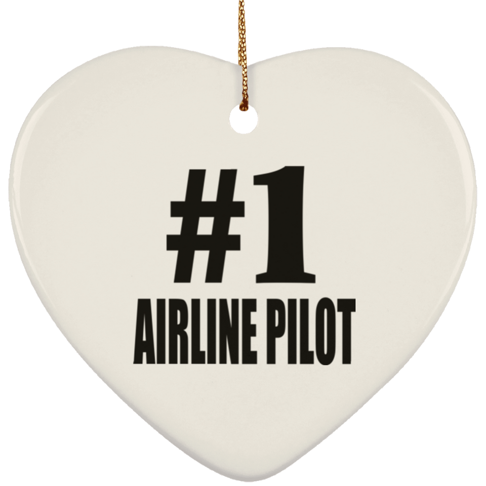 Number One #1 Airline Pilot - Heart Ornament
