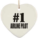 Number One #1 Airline Pilot - Heart Ornament