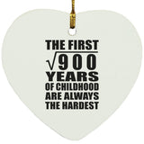 30th Birthday Square Root of 900 Years of Childhood - Heart Ornament
