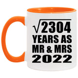 48th Anniversary Square Root of 2304 Years As Mr & Mrs 2022 - 11oz Accent Mug Orange