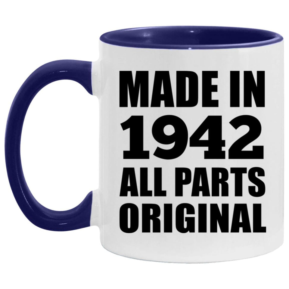 82nd Birthday Made in 1942 All Parts Original - 11oz Accent Mug Purple
