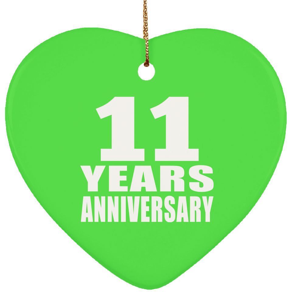 11th Anniversary 11 Years - Heart Ornament