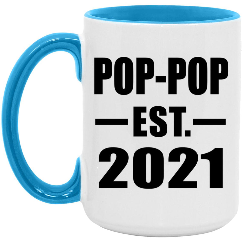 Pop-Pop Established EST. 2021 - 15oz Accent Mug Blue