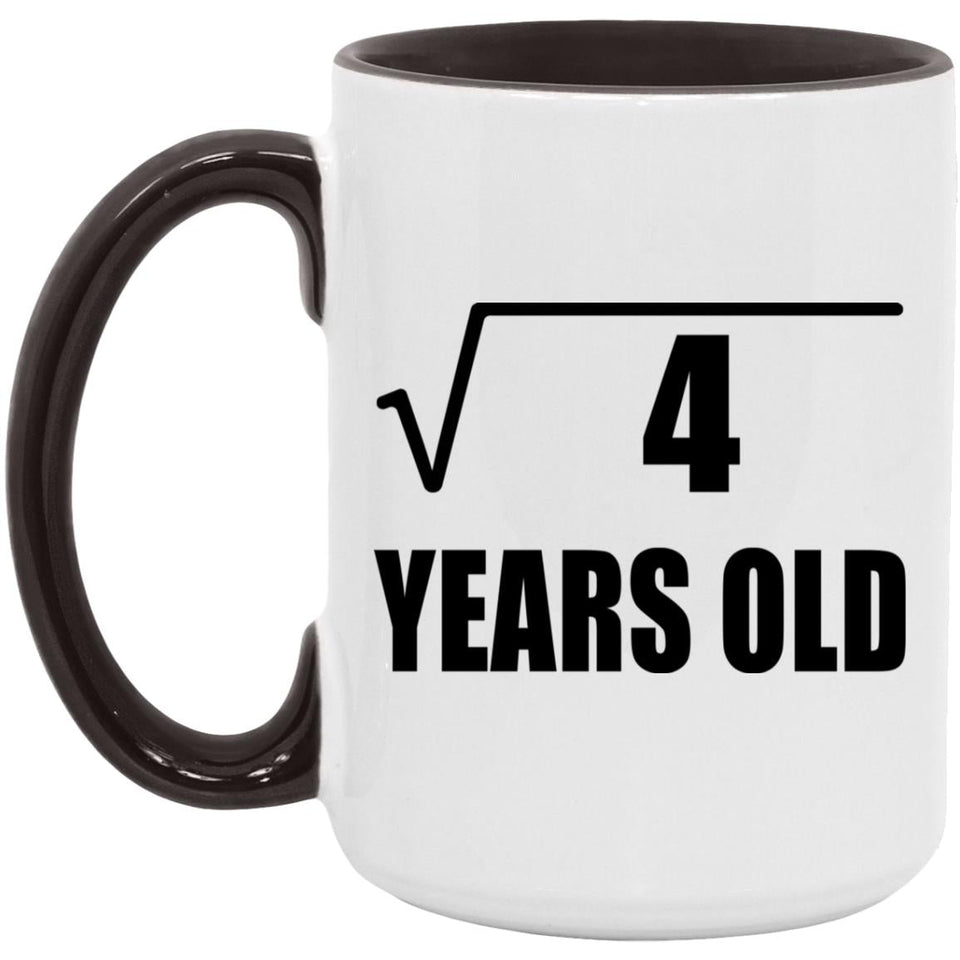 2nd Birthday Square Root of 4 Years Old - 15oz Accent Mug Black