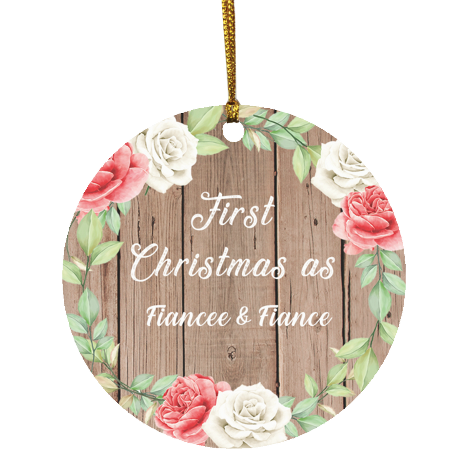First Christmas As Fiancee & Fiance - Circle Ornament B