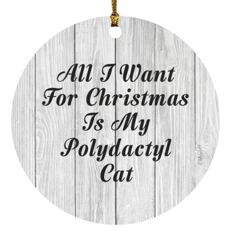 All I Want For Christmas Is My Polydactyl Cat - Circle Ornament F
