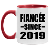 Fiancee Since 2019 - 11oz Accent Mug Red