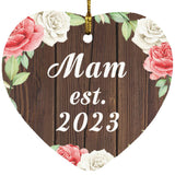 Mam Established Est. 2023 - Heart Ornament A
