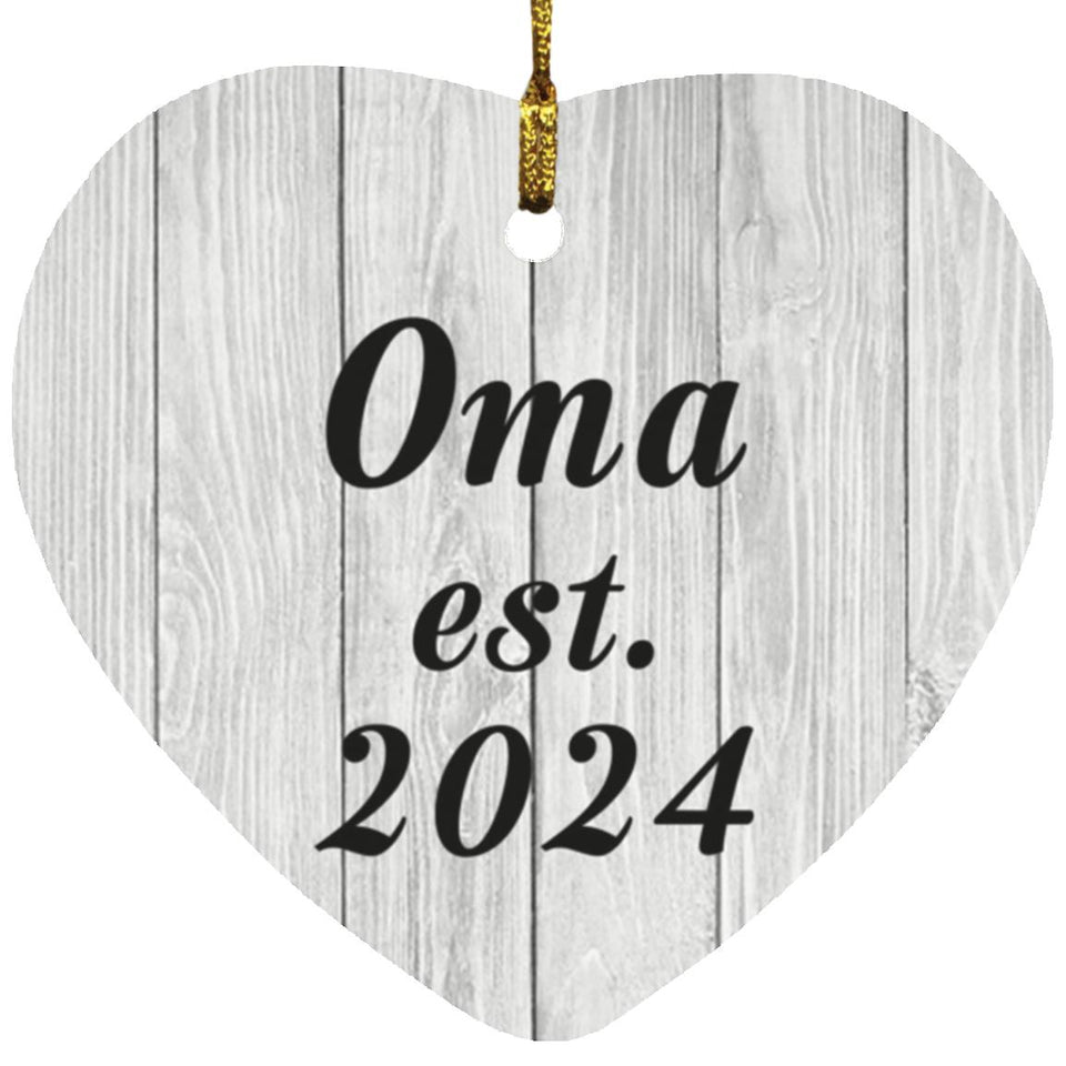 Oma Established Est. 2024 - Heart Ornament F