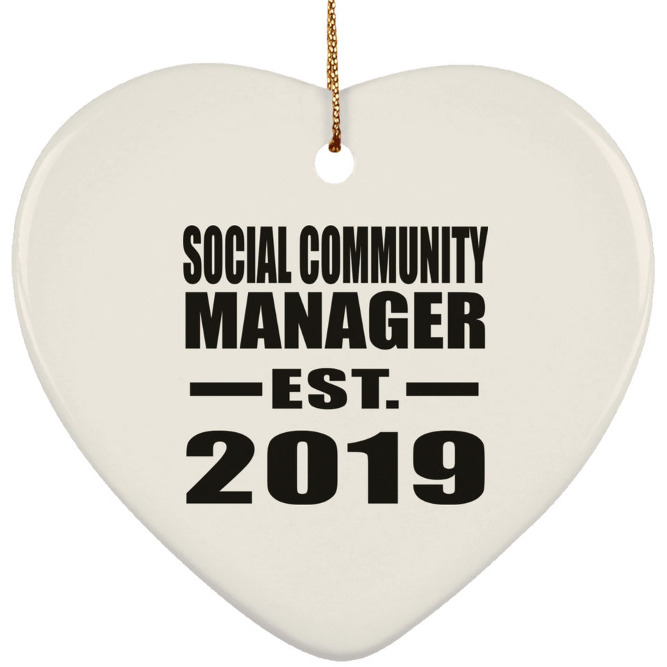 Social Community Manager Established EST. 2019 - Heart Ornament
