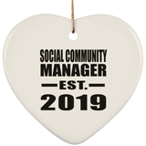 Social Community Manager Established EST. 2019 - Heart Ornament