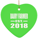 Dairy Farmer Established EST. 2018 - Heart Ornament