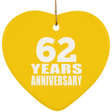 62nd Anniversary 62 Years - Heart Ornament
