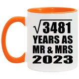 59th Anniversary Square Root of 3481 Years As Mr & Mrs 2023 - 11oz Accent Mug Orange