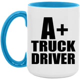 A+ Truck Driver - 15oz Accent Mug Blue