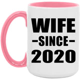 Wife Since 2020 - 15oz Accent Mug Pink