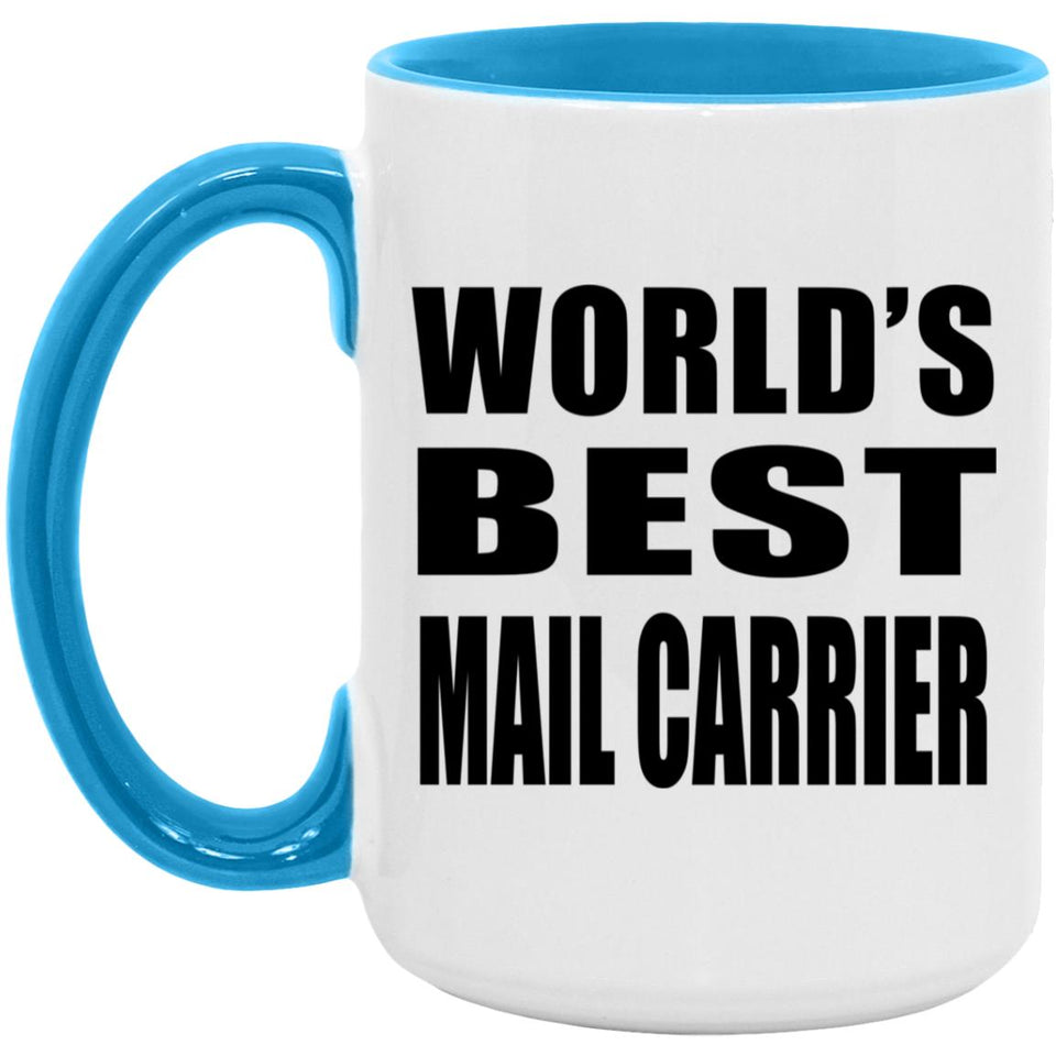 World's Best Mail Carrier - 15oz Accent Mug Blue