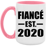 Fiance Established EST. 2020 - 15oz Accent Mug Pink